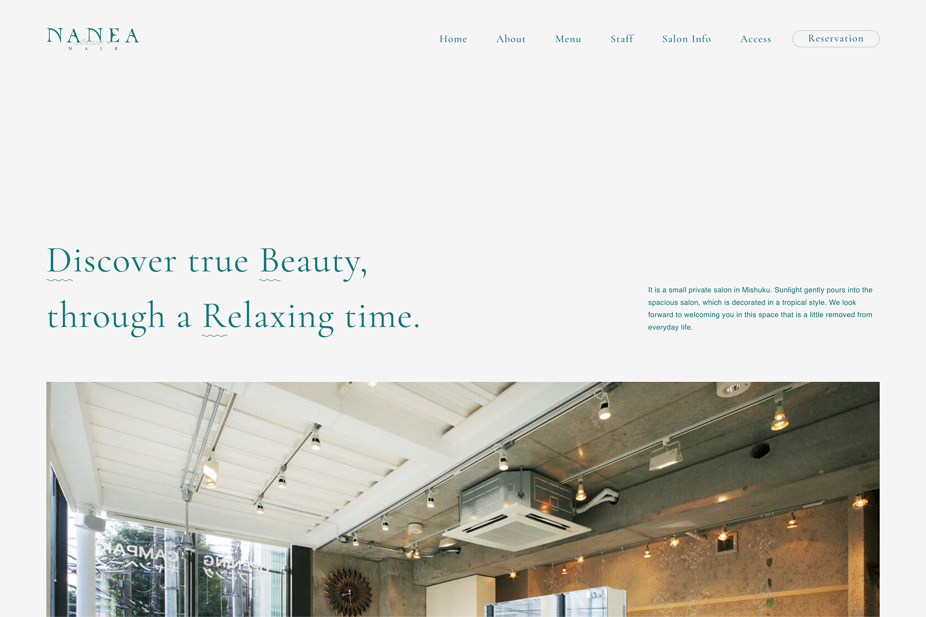 美容室 NANEA HAIR のWebサイト(Salon from DELAUNAY 制作事例)