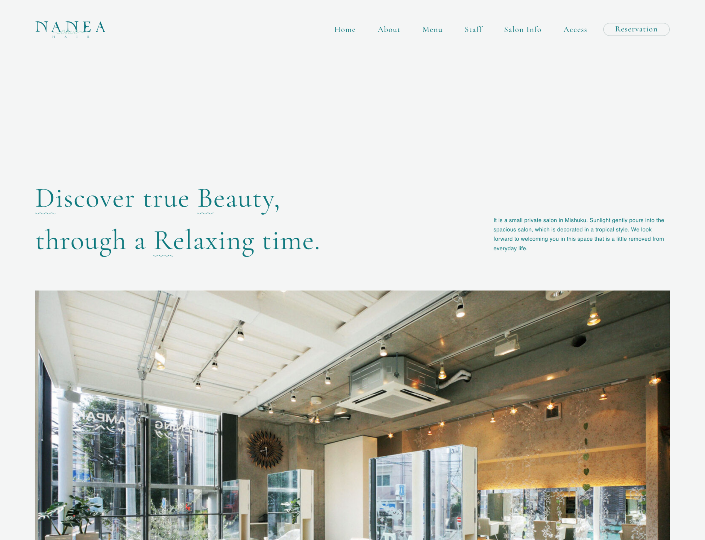 美容室 NANEA HAIR のWebサイト(Salon from DELAUNAY 制作事例)