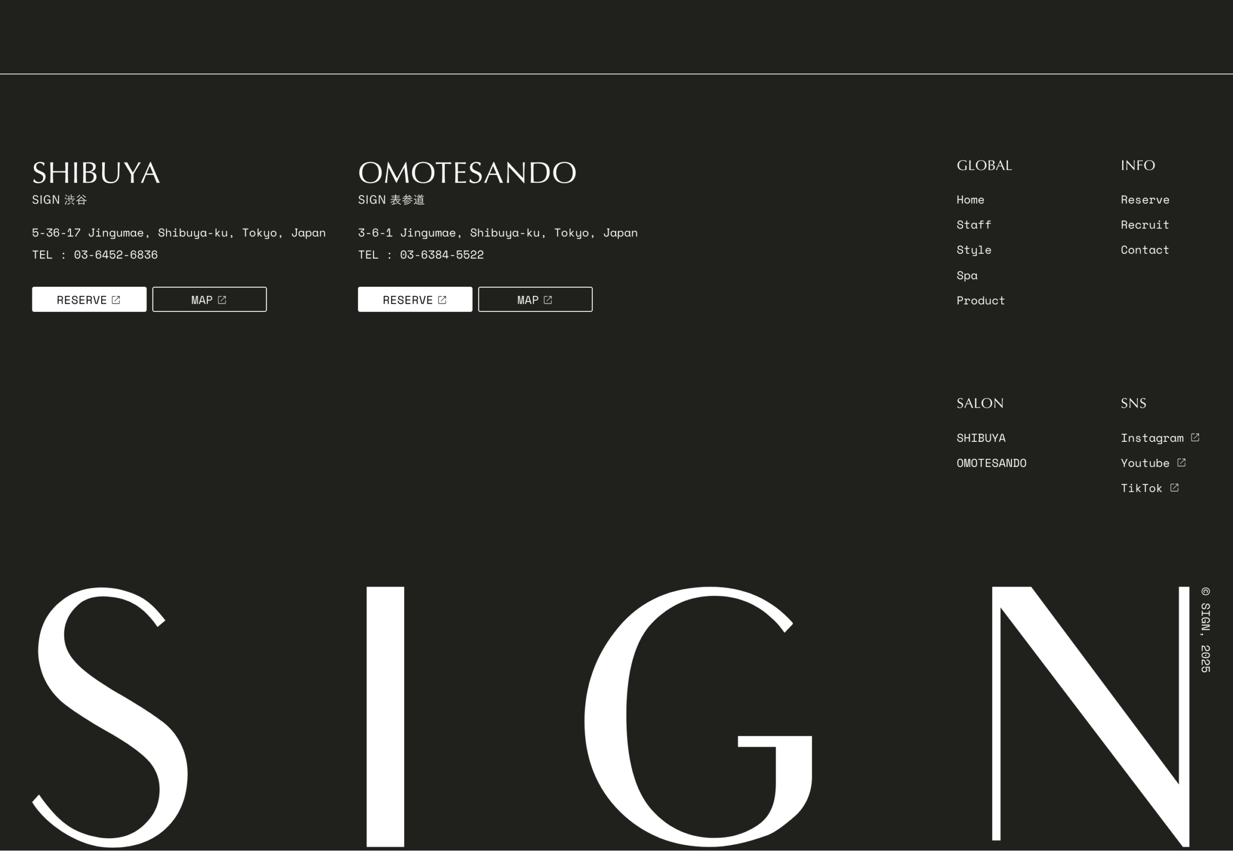 美容室 SIGN のWebサイト(Salon from DELAUNAY 制作事例)