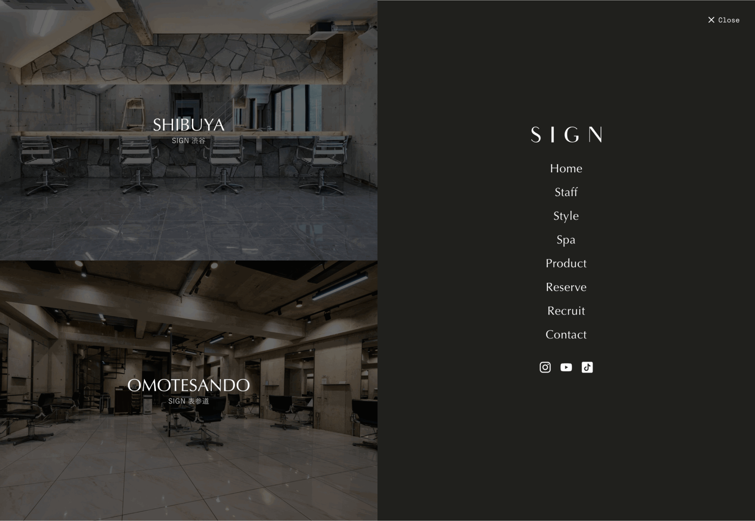 美容室 SIGN のWebサイト(Salon from DELAUNAY 制作事例)